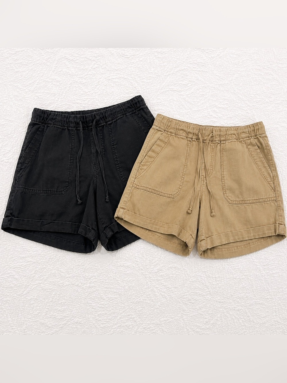 GAP Lyocell Pull On Shorts Bundle Black Khaki Elastic Waist Drawstring S